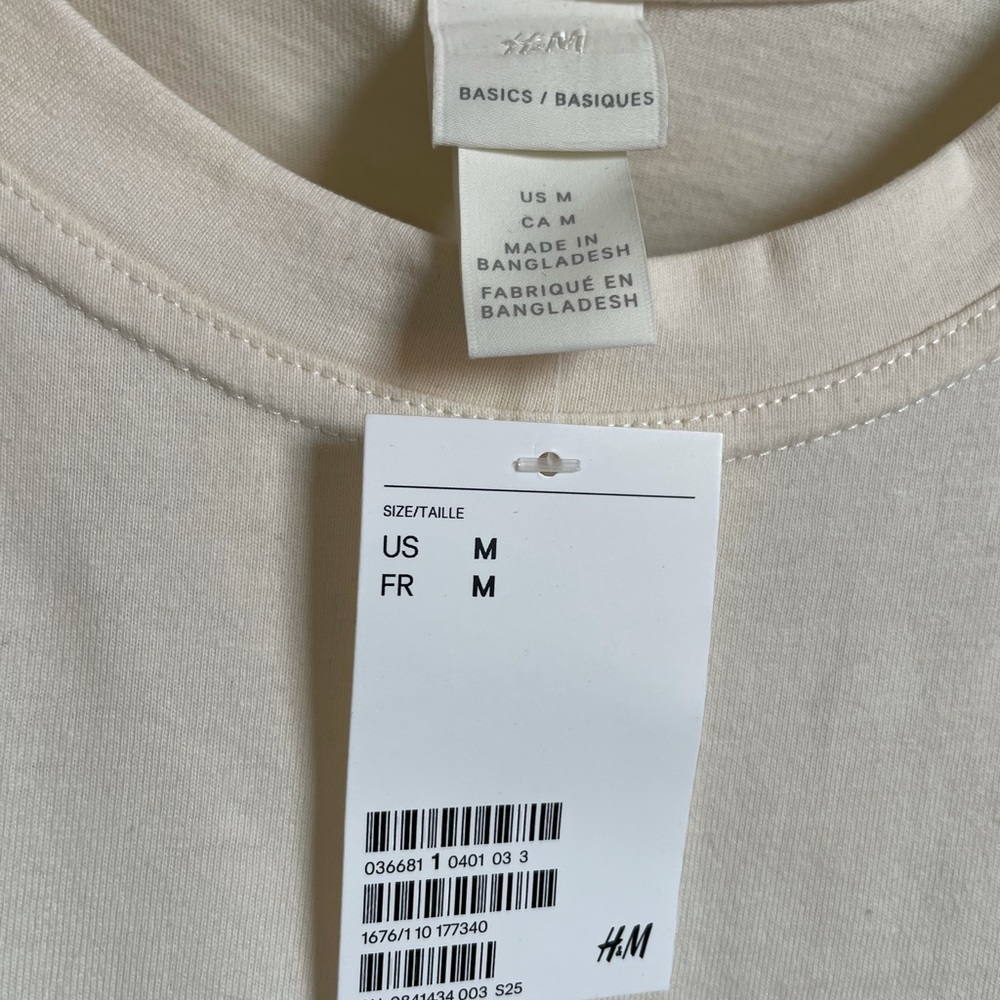 H&M Off-White Knee Length T-Shirt Dress